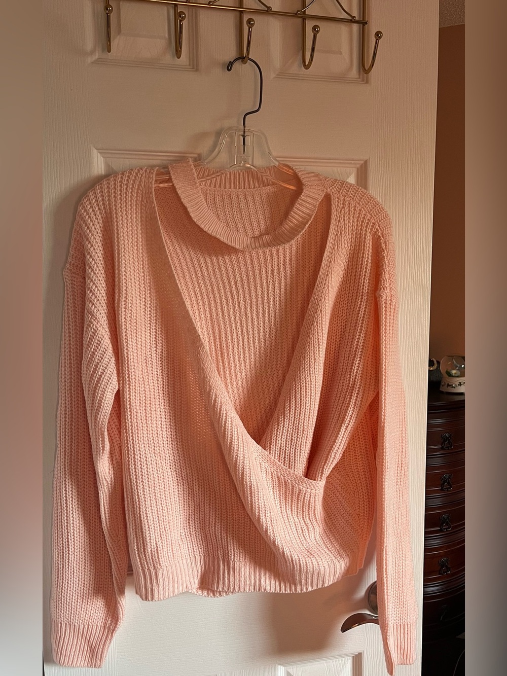 SHEIN Blush Crossover Knit Sweater